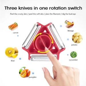 1PC Multi Functional Peeler 3in1 Anti Cutting Hand Convertible Blade Grater Hangable Peeler Shredder Kitchen Tool Accessory